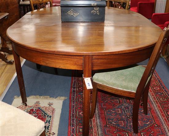 A George III mahogany D end dining table (one spare leaf) 164cm extended